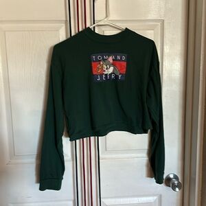 Tom and Jerry crop top in green, size M